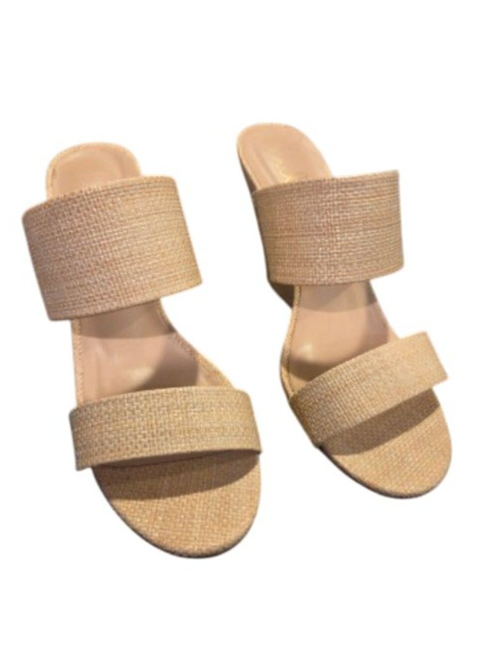 Lulus Biava Natural Raffia Woven Wedge Heeled Slides 9
